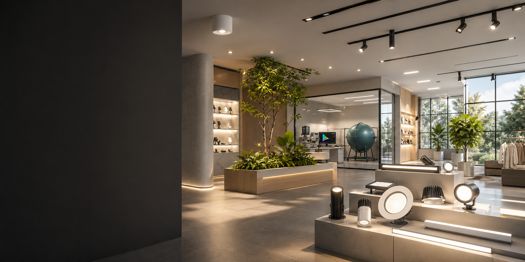 Commercial lighting environment with sunlight-like LED illumination